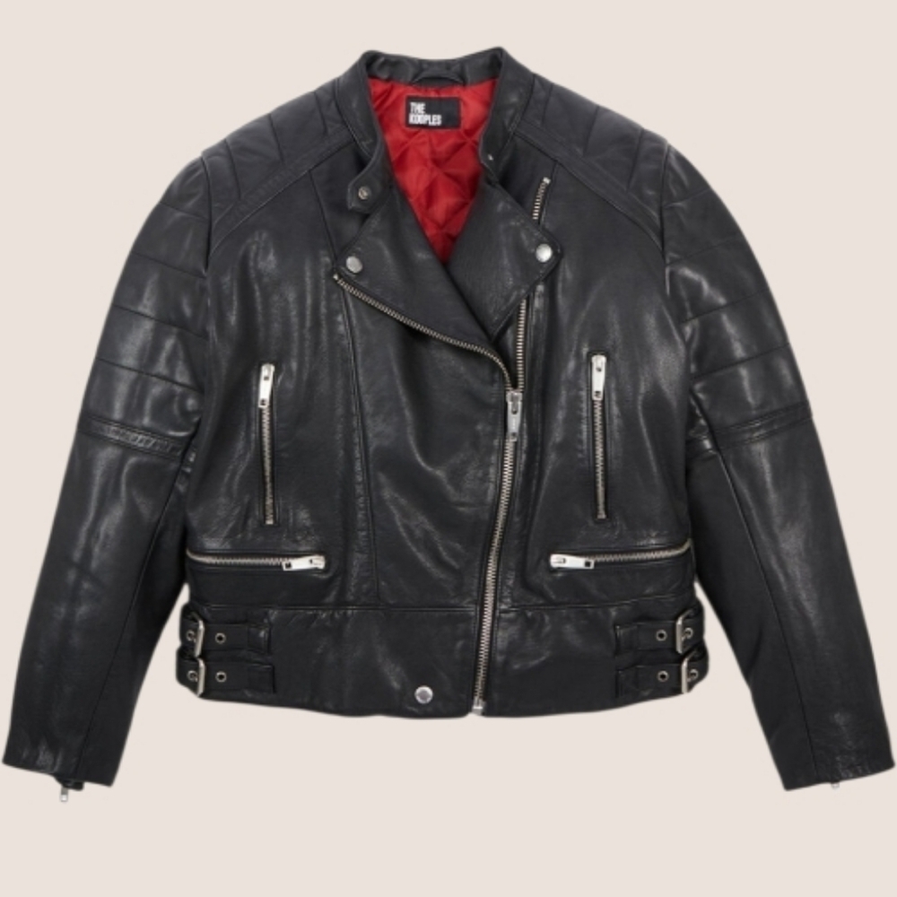 NWT | The Kooples Women's Quilted Cowhide Leather Biker Jacket